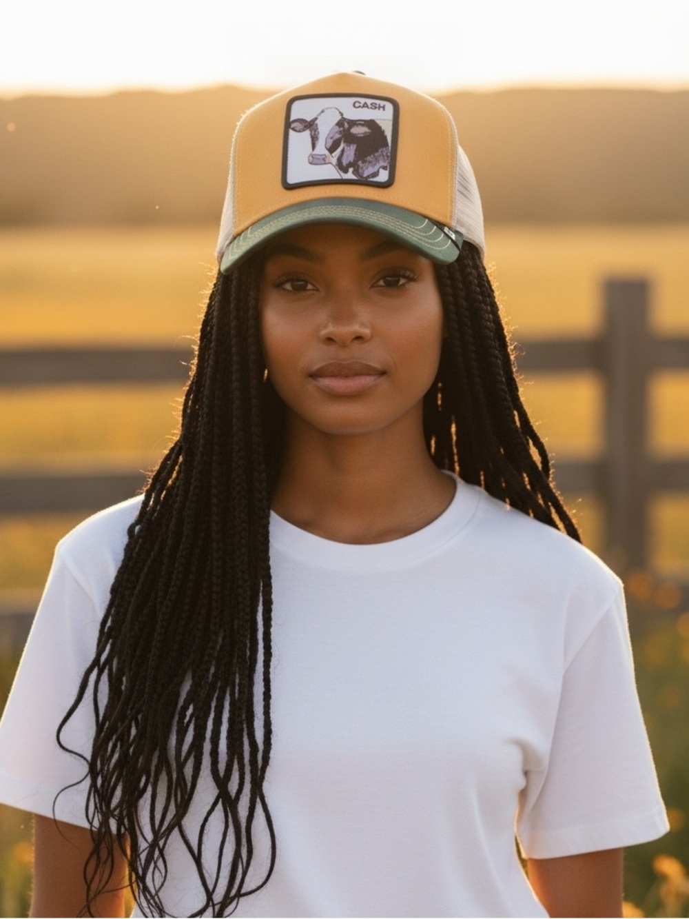 Goorin Bros Yellow & Green Cow 'CASH' Patch Trucker Hat
